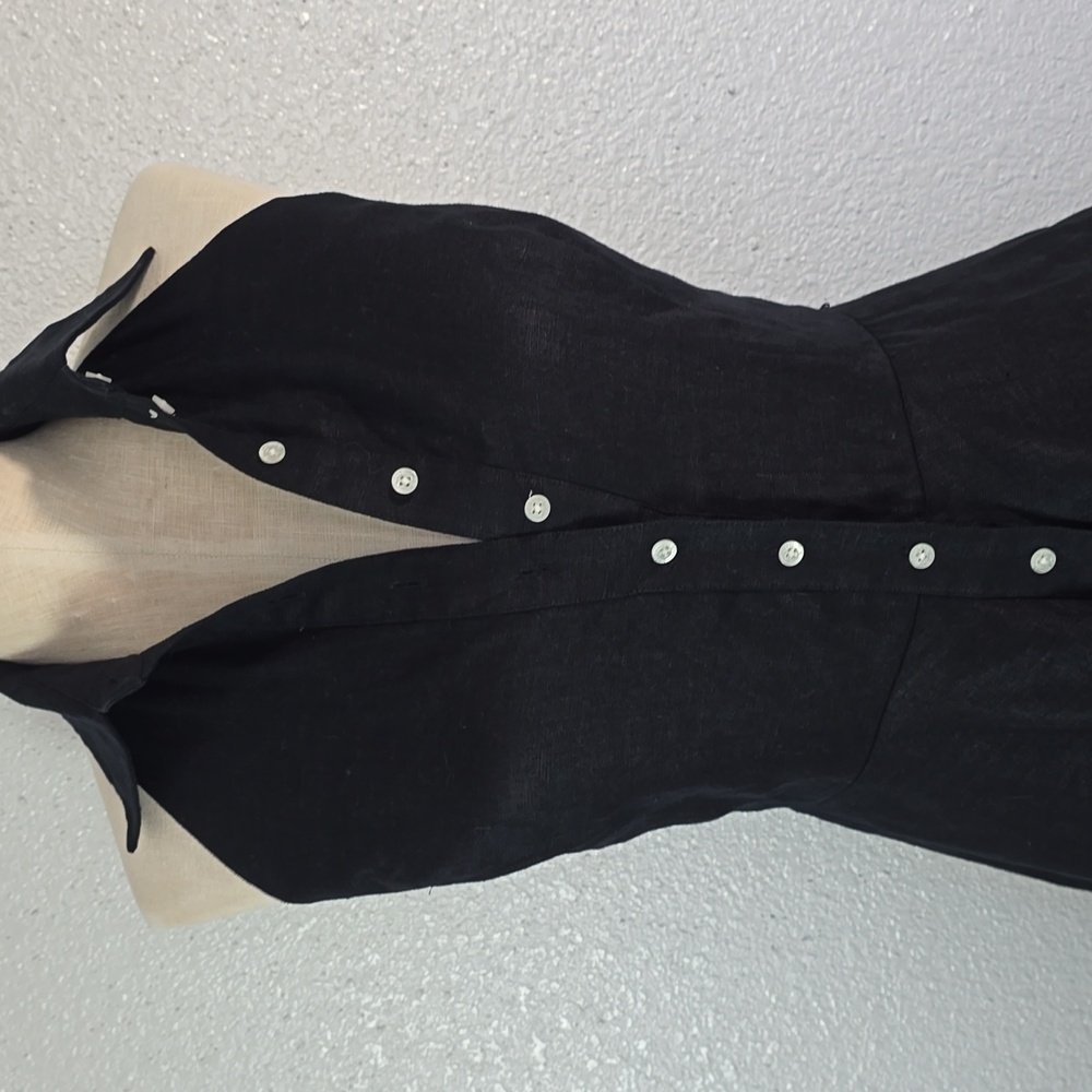 Ralph Laure Linen Black Halter Midi Dress - Picture 2 of 10